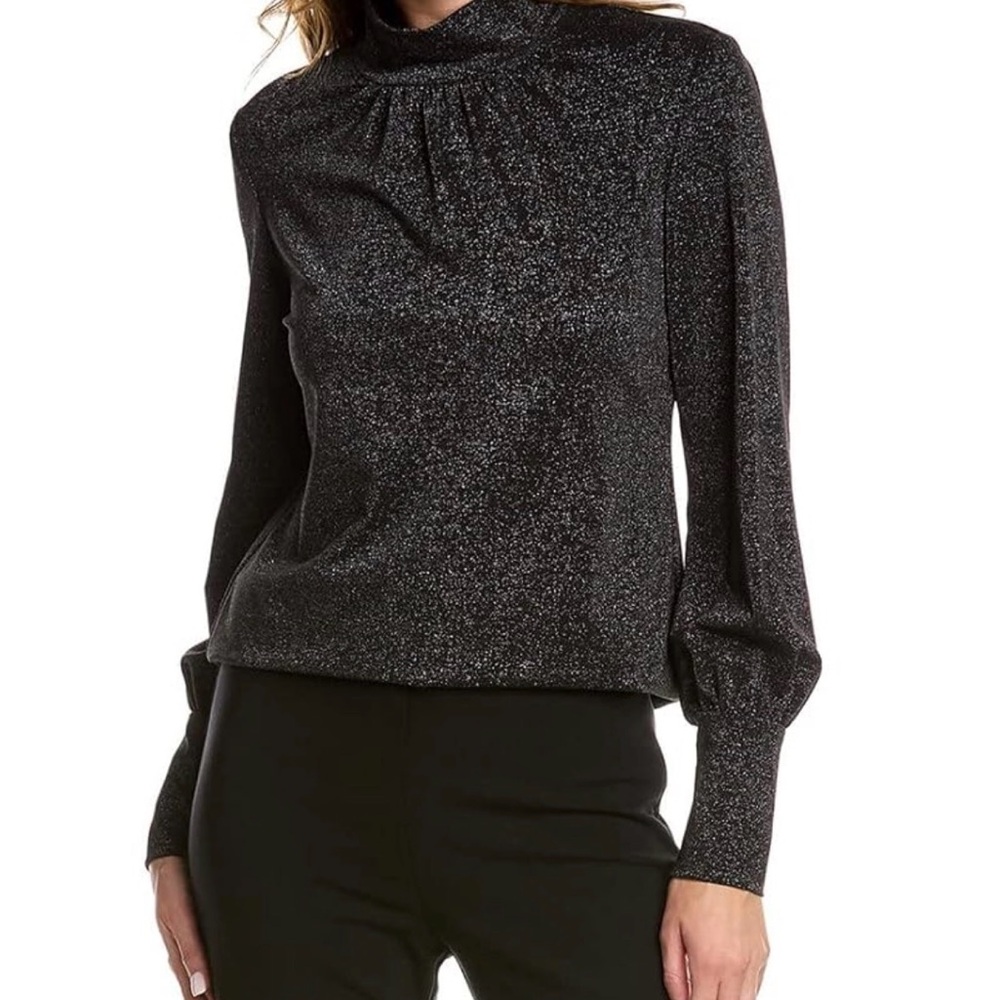 New! Ann Taylor Elegant Black Glitter Women's Top